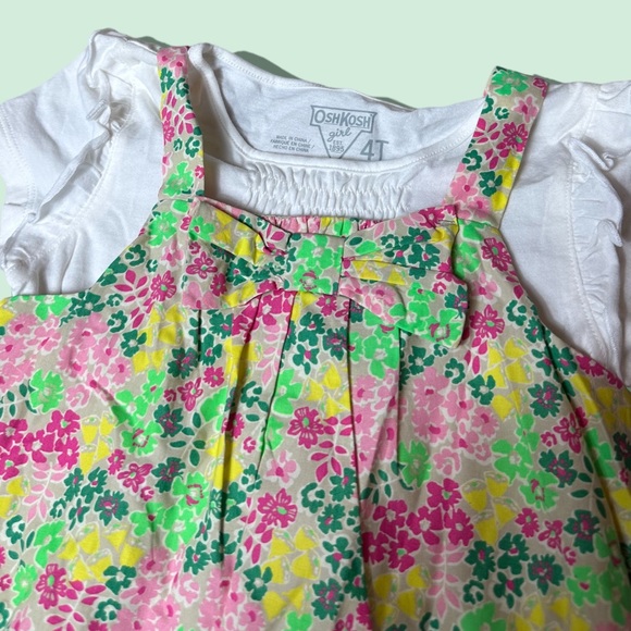 Toddler Girl OshKosh B’Gosh Spring Dress W/Undershirt Floral Print Size 4T - Picture 5 of 9